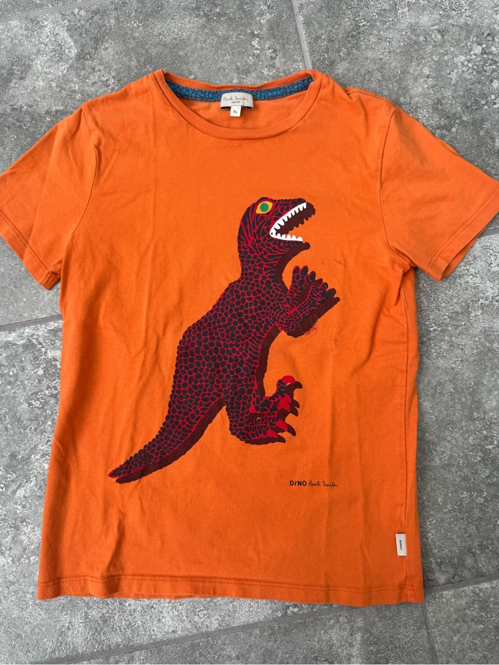 Paul Smith Junior Orange Dinosaur T-Shirt kids Size 8